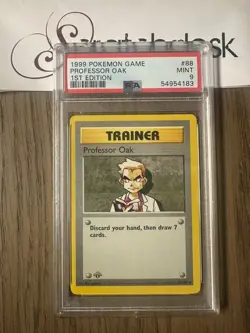 PSA 9 - Pokemon PROFESSOR OAK 88/102 -1ST EDITION SHADOWLESS BASE SET GREY STAMP - Image 1