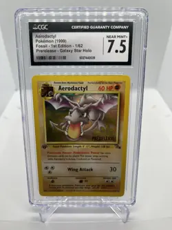 🐉 CGC 7.5 Aerodactyl 1999 Fossil 1st Edition 1/62 Prerelease Pokemon HOLO - Image 1