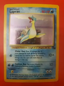 Pokemon TCG: 1999 Lapras 10/62 Fossil Holo Rare MP - Image 1