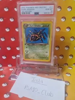 PSA 10 GEM MINT Dark Ariados 17 1ST EDITION 2002 Neo Destiny WOTC Pokemon Rare - Image 1