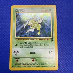 2000 Vintage Pokemon TCG Base Set 2 #17/130 Grass Scyther Holo Rare LP Great! - Image 1