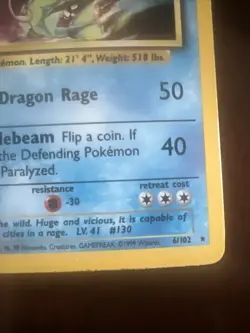 Pokemon Gyarados Holo Rare 6/102 1999 Unlimited Base Set - Image 4