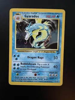 Pokemon TCG Gyarados Holo Unlimited Rare Card 7/130 Base Set 2 - Image 1