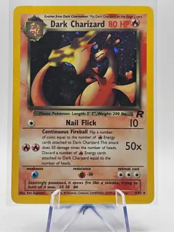 Pokemon Dark Charizard Holo Team Rocket Wotc Vintage Card 4/82 DMG - Image 1