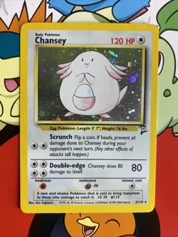 Pokemon TCG Chansey Base Set 2 - 3/130 Unlimited Holo Rare Vintage WOTC LP - Image 1