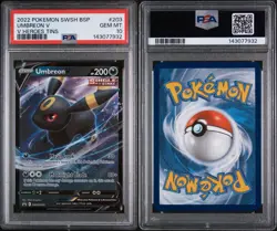 2022 POKEMON SWSH BLACK STAR PROMO V HEROES TINS #203 UMBREON V PSA 10 - Image 3