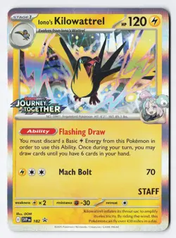 Iono's Kilowattrel 182 - Pokemon STAFF Prerelease Promo Journey Together Holo NM - Image 1