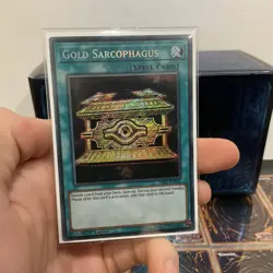 Yugioh Gold Sarcophagus HISU-EN051 Secret Rare 1st Edition NM - Image 1