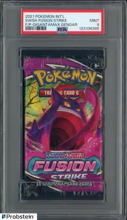 2021 Pokemon Int'l SWSH Fusion Strike Foil Pack Booster Gengar PSA 9 MINT - Image 1