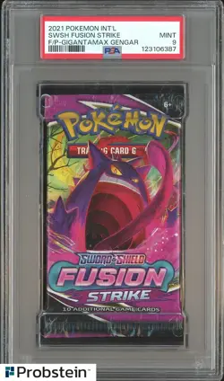 2021 Pokemon Int'l SWSH Fusion Strike Foil Pack Booster Gengar PSA 9 MINT - Image 1
