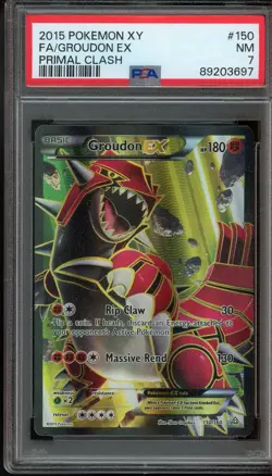 2015 Pokemon Groudon EX XY Primal Clash Full Art #150 PSA 7 Near Mint - Image 1