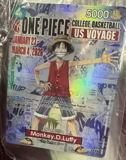 One Piece Monkey D. Luffy US Voyage College Basketball Promo Card - Image 1