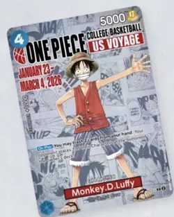 One Piece Monkey.D.Luffy US Voyage College Basketball Promo Collector Card - Image 1