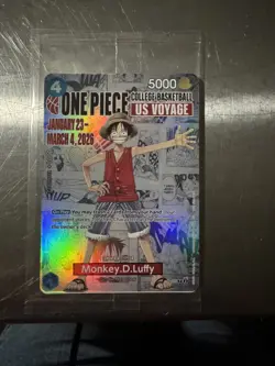 One Piece Monkey D. Luffy US Voyage College Basketball Promo Card - Image 1