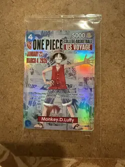 UNOPENED One Piece Monkey D Luffy College Basketball US Voyage Promo Card - Image 1