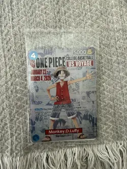 SEALED One Piece Monkey D Luffy College Basketball US Voyage Promo Card & Poster - Image 1