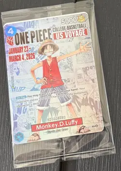 One Piece Monkey D. Luffy US Voyage College Basketball Promo Card - Image 1