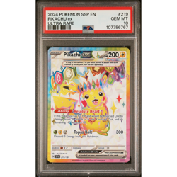 Pikachu ex 219/191 Ultra Rare Pokemon Surging Sparks 2024 PSA 10 - Image 1