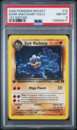 2000 POKEMON ROCKET 1ST ED #10 DARK MACHAMP-HOLO PSA 8 - Image 1