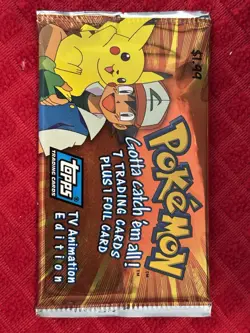 Pokemon Topps TV Sealed Pack 1999 7 Cards Foil Pikachu Blue Logo 1 Foil card - Image 1