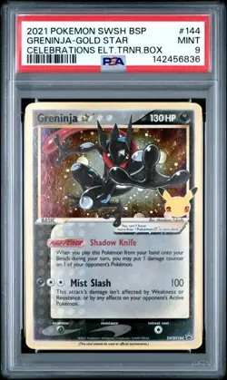 2021 POKEMON BLACK STAR PROMO #144 GRENINJA CELEBRATIONS ETB PSA 9 Mint - Image 1