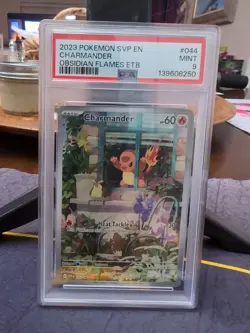 2023 POKEMON OBSIDIAN FLAMES ETB PROMO #044 CHARMANDER PSA 9 - Image 1