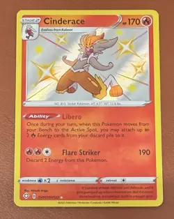 Pokemon TCG Cinderace SV017/SV122 – Shiny Vault – Shining Fates NM/M Pack Fresh - Image 1