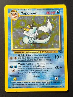 Vaporeon 12/64 Jungle Unlimited Holo Rare - WOTC Pokemon Card LP - - Image 1