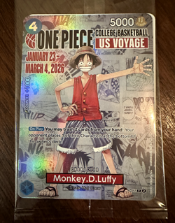 One Piece Monkey.D.Luffy US College Basketball Promo Card *SEALED* - Image 1