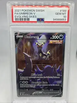 Pokemon 2021 Umbreon V 189/203 Alt Art Evolving Skies GEM MINT PSA 10 - Image 1