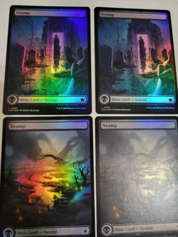 MTG SWAMP FOUNDATION 4X ART LAND ALL FOIL ART EX-MINT FREE SHIP!! - Image 1