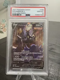 Pokemon 2021 Umbreon V 189/203 Alt Art Evolving Skies GEM MINT PSA 10 - Image 1