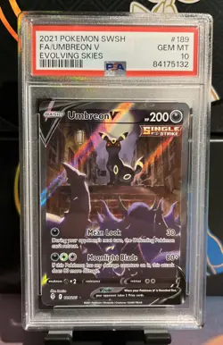 PSA 10 Pokemon Umbreon V 189/203 Alt Art Evolving Skies GEM MINT - Image 1