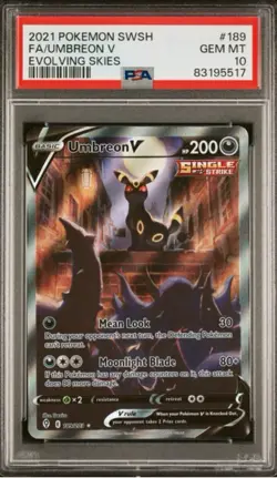 PSA 10 Pokemon Umbreon V 189/203 Alt Art Evolving Skies GEM MINT - Image 1