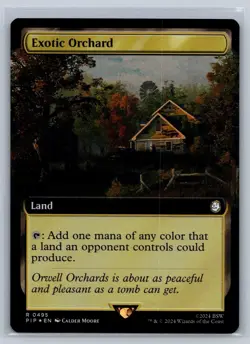 MTG Fallout Extended Art Foil #495 Exotic Orchard Rare Land - Image 1