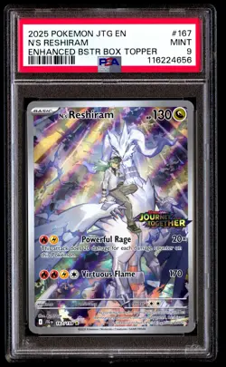 PSA 9 N's Reshiram 167 Pokemon Jtg En Journey Together 2025 Enhanced Topper - Image 1