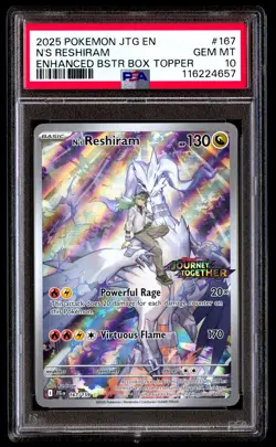 PSA 10 N's Reshiram 167 Pokemon Jtg En Journey Together 2025 Enhanced Topper - Image 1