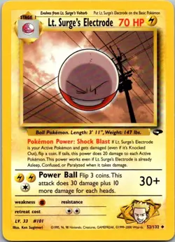Gym Challenge #052/132 Lt. Surge's Electrode Pokemon Moderately Played - Image 1