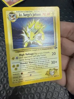 2000 Pokemon, Gym Challenge, #28/132 Lt. Surge's Jolteon, Rare LP - Image 2