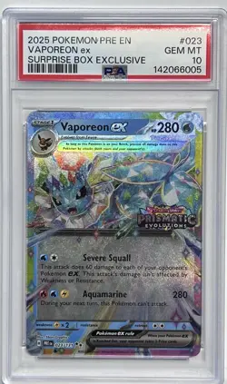 Pokemon TCG Prismatic Evolutions Vaporeon EX 023/131 Stamped - PSA 10 Promo - Image 1