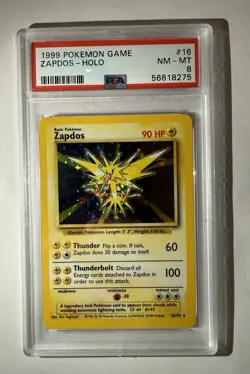 Zapdos 16 Holo Base Set PSA 8 Pokemon - Image 1