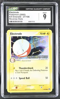 CGC 9 MINT Electrode 2005 EX Emerald 27/106 Reverse Holo Stamped Pokemon Card - Image 1