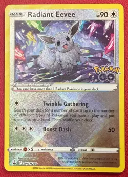 Radiant Eevee SWSH230 Pokemon Go Holo Black Star Promo NM Pokemon Card TCG - Image 1
