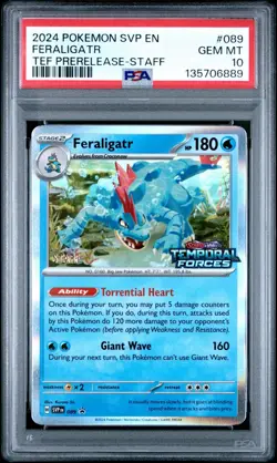 Pokemon Feraligatr Temporal Forces STAFF Prerelease Holo Promo SVP EN 089 PSA 10 - Image 1