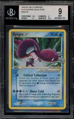 Pokemon Kyogre Gold Star EX Delta Species Holo Ultra Rare #112 BGS 9 Mint - Image 1