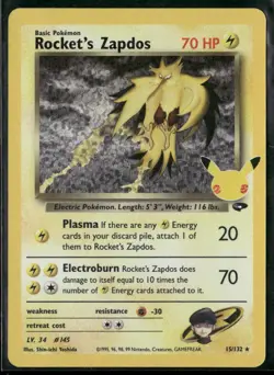 Rocket's Zapdos 15/132 - Pokemon TCG Celebrations Classic Collection 2021 NM - Image 1