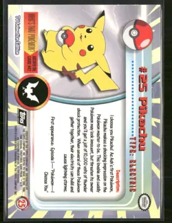 Pikachu #25 Ball Silver Foil Black Logo - Pokemon Topps TV Animation - Image 2