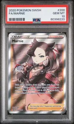 Marnie 200/202 Full Art - Pokemon TCG Sword & Shield PSA 10 GEM MT 10 - Image 1