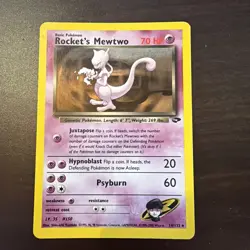 Rocket's Mewtwo - Gym Challenge Holo - 14/132 HP Creased Vintage Pokemon Card - Image 1