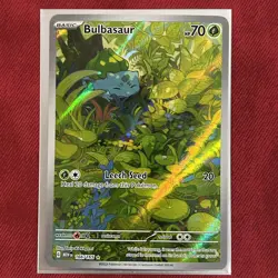 Pokemon Bulbasaur Illustration Rare Full Art Holo 166/165 Scarlet & Violet 151 - Image 1